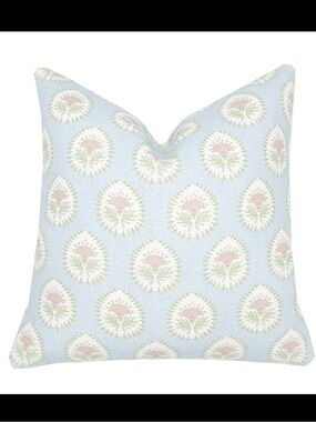 Blue Floral Decorative Throw Pillow
